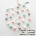 Colorful 1.8m wool felt ball garland with pink, blue and grey spheres for Christmas decor - Light Colored Ball String