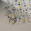 Autocollants nail art DIY avec motifs chats chiens et nœuds sur faux ongles transparents - Style de Chat Chien de Dessin Animé (CO-285)
