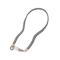 Modern silver zipper necklace with black and metal teeth on a clean white background - Silver