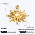 18K gold plated stainless steel sun pendant charm with size dimensions and weight - PJ91338