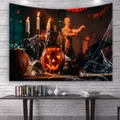 Halloween-Wandteppich mit Kürbissen und Kerzen für die Schlafzimmerdekoration - WSJ42 Skelett Kerzenständer
