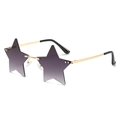 Star-shaped rimless sunglasses with purple gradient lenses and gold metal temples - Gold Frame Gradient Grey Lens
