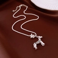 Detailed macro view of silver dog and flower charms with Love You engraving on satin - Silver Puppy Flower Double Pendant (26#)