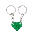 Creative green heart-shaped brick keychain set for couples in high-quality ABS plastic - Green