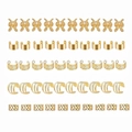 Golden hollow hair rings and ear cuff set with butterfly and textured braid designs - 50 Pieces / Gold