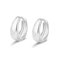 Minimalist S925 sterling silver drop-shaped hoop earrings with polished mirror finish - Platinum Color