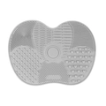 Grey heart-shaped silicone makeup brush cleaning mat with suction cups and textures - Small / Gray