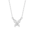 Elegante S925 zilveren vlinder ketting met marquise geslepen zirkonia edelstenen - Vlinder (A2707) / Witgoud