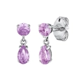 Orecchini pendenti in argento con cristalli lavanda tondi e a goccia e farfallina - Viola (Placcato Platino)