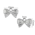 Silver stainless steel bow pendant charms with dimensions of 19mm width and 12mm height - Silver-3 (1.14g)