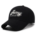 Classic black cotton baseball cap with white 3D embroidery showing a 45-degree angle - Adjustable / Black