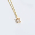 Collier minimaliste en or avec pendentif rectangle en zircon et chaîne fine élégante - Blanc