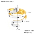 Snake-shaped multi-layer copper ring with dalmatian dot pattern oil drip finish - One Size/Open / Gold White