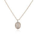 Dettaglio del ciondolo della Vergine Maria su una collana di perle in acciaio inox - Argento Champagne Vetro