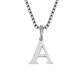 Minimalist silver stainless steel box chain necklace with letter A pendant - Letter A-Steel