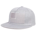 Gorra hip hop gris de visera plana con bordado de bandera americana en ángulo de 45 grados - Gris