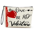 Neceser de lona de San Valentín con diseño de corazón rojo y estampado de amor - Estilo Corazón BE MY Valentine (Con Correa) / 17x25cm