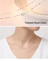 S925 sterling silver twisted sheet chain necklace with S925 ITALY hallmark on neck - White Gold Twisted Disc Chain