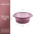 Extra-large transparent pink plastic basin with anti-slip handles 37x13cm size - Extra Large Transparent Pink