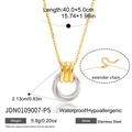 Detail of stainless steel necklace with gold-silver ring pendant and size specifications - Necklace / Gold and Silver Star Necklace
