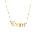 Gothic style Cancer zodiac letter necklace in 18k gold plated stainless steel finish - Cancer