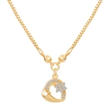Elegante goudkleurige ketting met hartvormige hanger, kristallen en een box-ketting - Gestroomlijnd Bloemhart (X806) / Goud