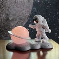 Floating astronaut lamp moon night light as a gift for children with lunar base - Silver Painted B-Style Astronaut - Battery Version (No.10)