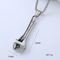 Silver 304 stainless steel wrench pendant necklace for men with 53mm length and 11g weight - Wrench Style