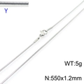 Silver stainless steel snake chain necklace weighing 5g and measuring 550x1.2mm in size - Silver 1.2mm Snake Chain (KN203730-Z)