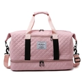 Pink quilted yoga duffel bag with bottom wet/dry compartment and adjustable shoulder strap - One Size / Pink