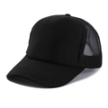 Classic plain black mesh trucker hat with sponge front and breathable netting design - One Size / Black