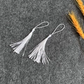 Set of two elegant white silk tassels with hanging loops for sandalwood folding fans - One White Tassel