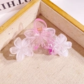 Pink gradient Plumeria hair claw clip with three resin flowers for beach vacations - Triple Flower Gradient Pink