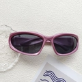 Kids Y2K rectangular sunglasses in metallic purple finish with dark grey lenses - Purple Frame Grey Lens