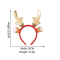 Christmas reindeer headband with gold sequins, red plush, and green leaf berries decoration - Long Antler Cat Ears