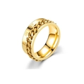 Polished gold rotatable titanium steel chain ring featuring engraved Roman numeral details - US 6 / Gold