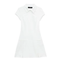 Witte Polo-jurk met korte mouwen, rits in de taille en modieuze plooirok voor dames - XS / Wit