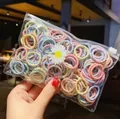 Bunte Haargummis im Macaron-Stil im transparenten Gänseblümchen-Beutel für Mädchen - Helle Farbe Gedreht 100Stk