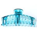 Translucent dark blue 13cm oversized claw clip made of durable resin in a minimalist style - Glossy Transparent Blue