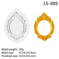 Moule en silicone cadre ovale baroque pour fondant et chocolat avec exemple doré - Style 4 (15-689) / Gris