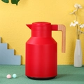 Nordic 1L thermal carafe in matte red finish featuring an ergonomic light wood handle - Plain Style / 028 Red