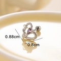 Silver heart snake earring with purple teardrop zircon and 0.88cm height measurement - Screw Ball Back / Silver-Purple Heart (Single)