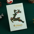 Weihnachtskarte in Petrol mit Rentier-Ausschnitt, Goldfolie und Umschlag-Set - Hellgrün Weihnachtsrentier - Einzelne Karte