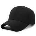 Classic black cotton baseball cap in minimalist style with adjustable strap and curved brim - Black