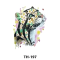 Waterproof watercolor tattoo sticker featuring a tiger with pink and yellow flowers model TH-197 - Th-197 / 210*148mm