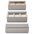 Three-slot gray PU leather cylindrical watch storage box with soft beige velvet interior - 3 Slots Grey + White