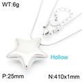 Collana con ciondolo a stella cava in acciaio inossidabile lucido e misure dettagliate - Stile Stella Cava Argentata (KN286400-HM)