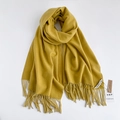 Morbida sciarpa gialla effetto cashmere con frange per donna stile invernale - Giallo Oca
