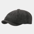 Gorra de repartidor en algodón lavado gris oscuro con un estilo retro vintage - Estilo Newsboy Cap / Negro