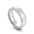 Sleek silver titanium steel ring featuring a unique hammered texture and polished finish - US 8 / Steel Color Male Style